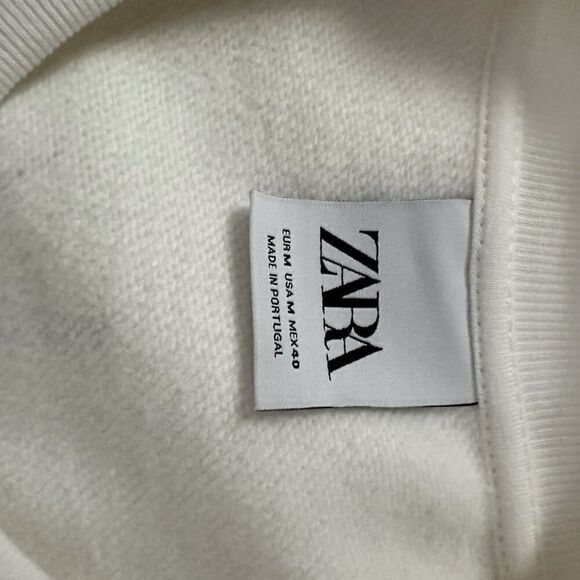 Zara white mid weight sweatshirt with text on front and back. NWOT M - Picture 13 of 15